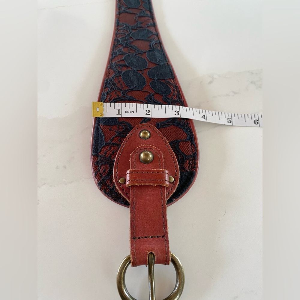 Anthropologie Lace Over Leather Belt - Picture 9 of 10